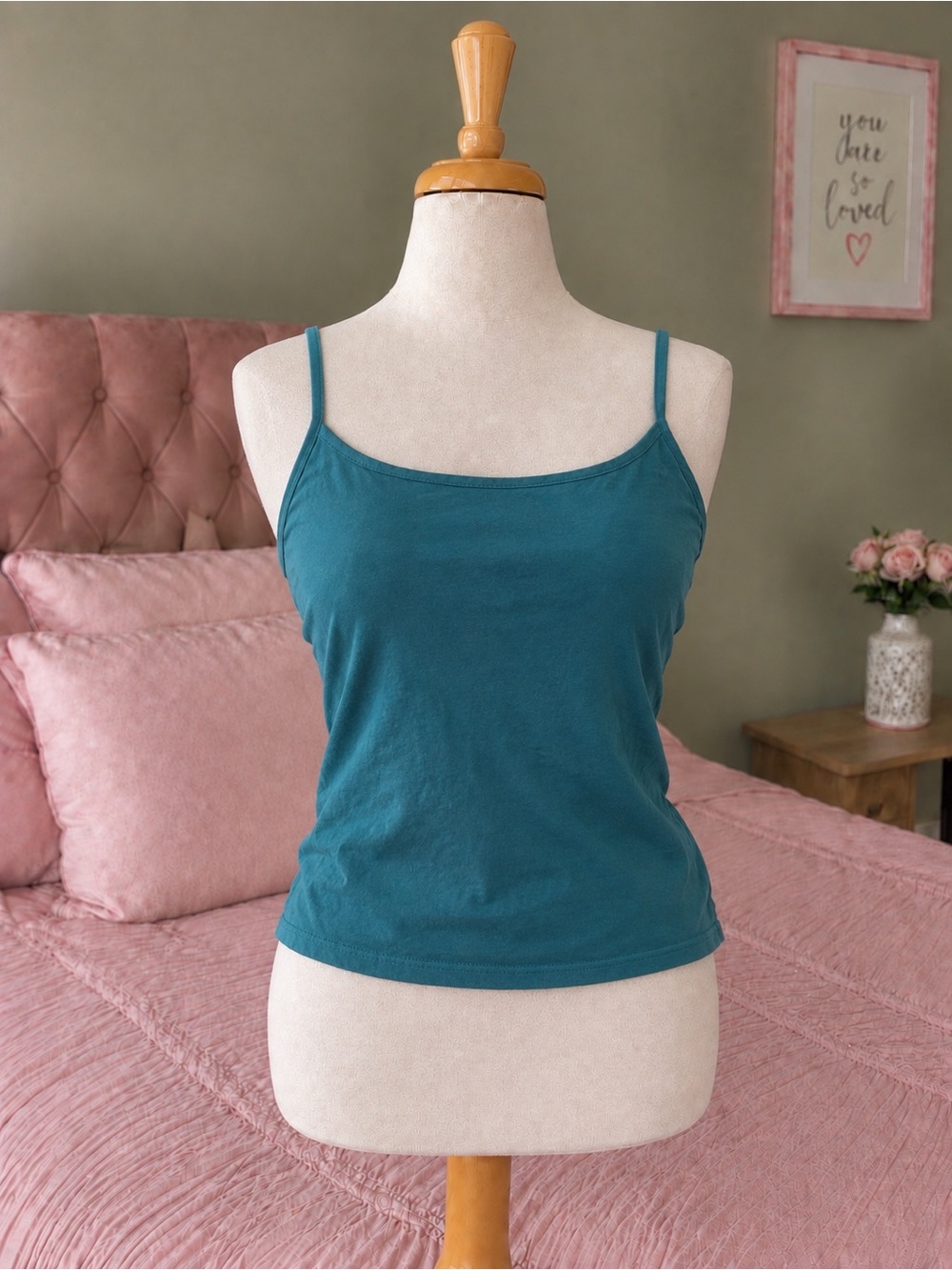 & Other Stories Teal Spaghetti Strap Crop Tank